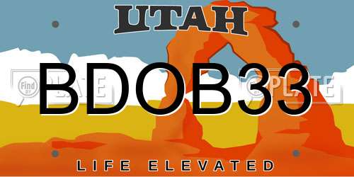 BDOB33 Utah License Plate