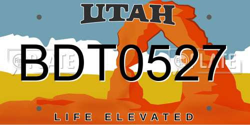 BDT0527 Utah License Plate