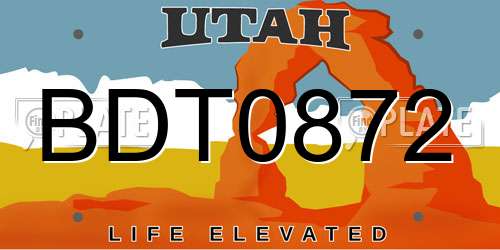BDT0872 Utah License Plate