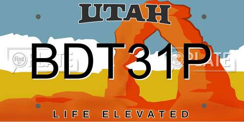 BDT31P Utah License Plate