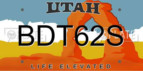 BDT62S Utah License Plate