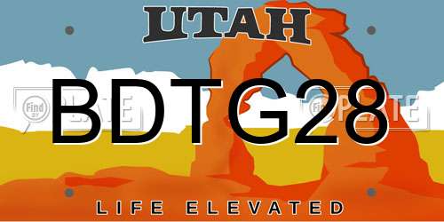 BDTG28 Utah License Plate