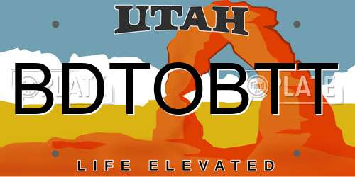 BDTOBTT Utah License Plate