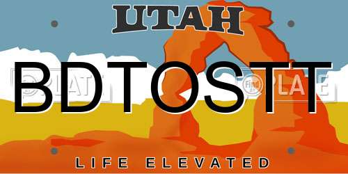 BDTOSTT Utah License Plate