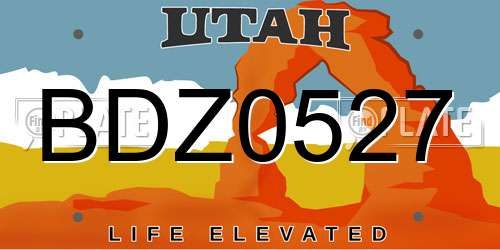 BDZ0527 Utah License Plate