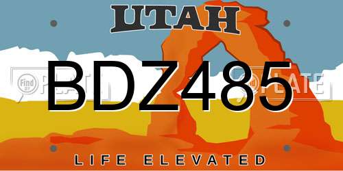 BDZ485 Utah License Plate