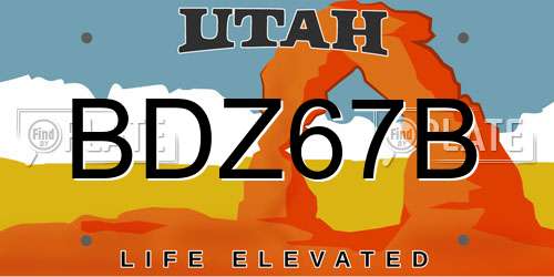 BDZ67B Utah License Plate