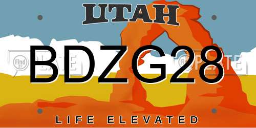 BDZG28 Utah License Plate