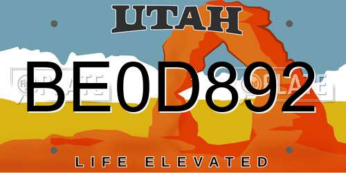 BE0D892 Utah License Plate