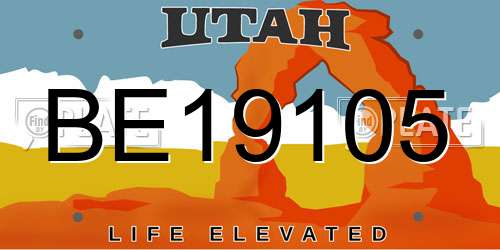 BE19105 Utah License Plate