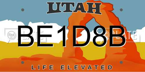 BE1D8B Utah License Plate