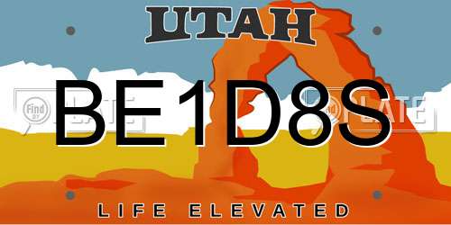 BE1D8S Utah License Plate