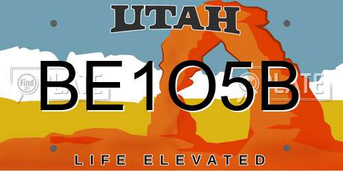 BE1O5B Utah License Plate