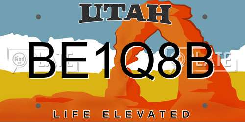 BE1Q8B Utah License Plate