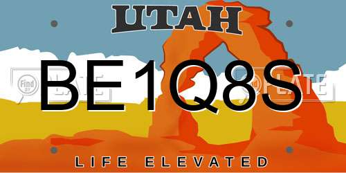 BE1Q8S Utah License Plate