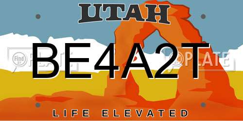 BE4A2T Utah License Plate