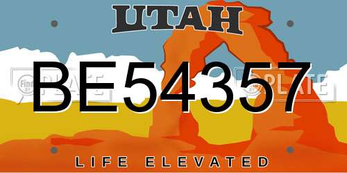BE54357 Utah License Plate