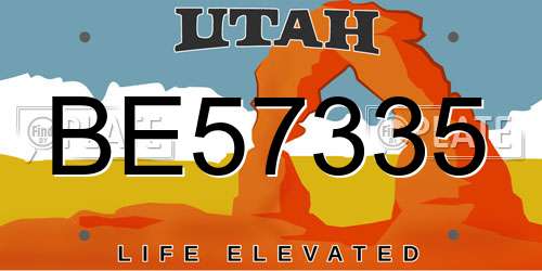 BE57335 Utah License Plate