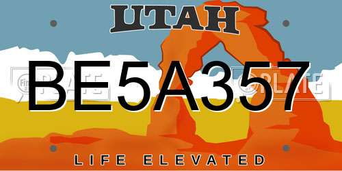BE5A357 Utah License Plate
