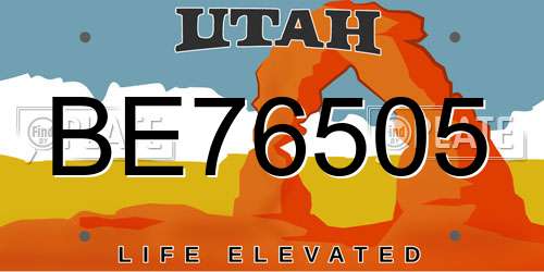 BE76505 Utah License Plate