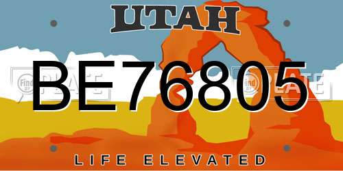 BE76805 Utah License Plate