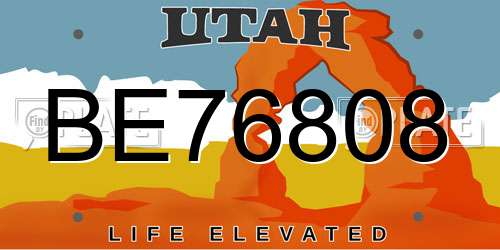BE76808 Utah License Plate