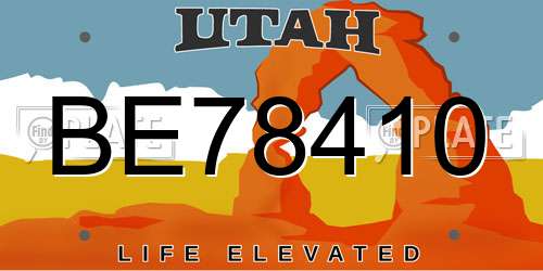 BE78410 Utah License Plate