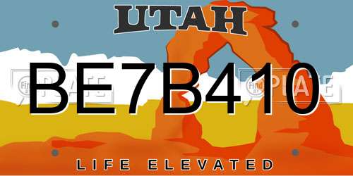 BE7B410 Utah License Plate