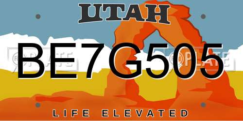 BE7G505 Utah License Plate