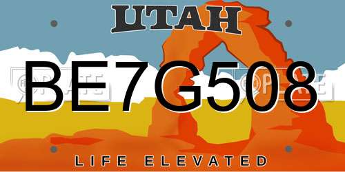 BE7G508 Utah License Plate