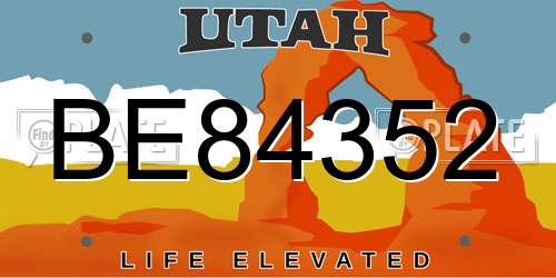 BE84352 Utah License Plate