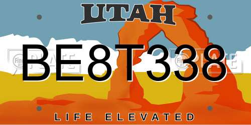 BE8T338 Utah License Plate