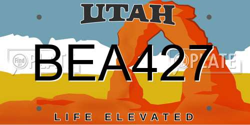 BEA427 Utah License Plate