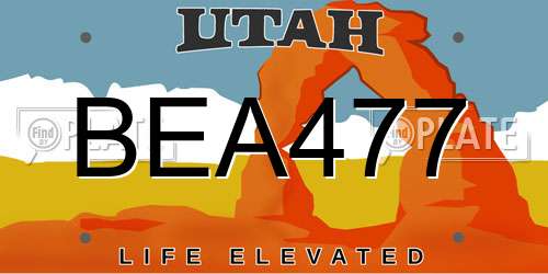 BEA477 Utah License Plate