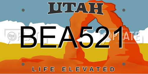 BEA521 Utah License Plate