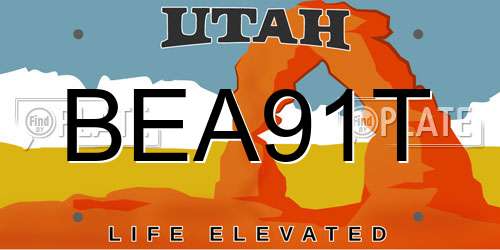 BEA91T Utah License Plate
