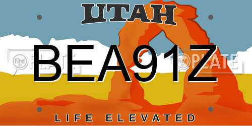 BEA91Z Utah License Plate