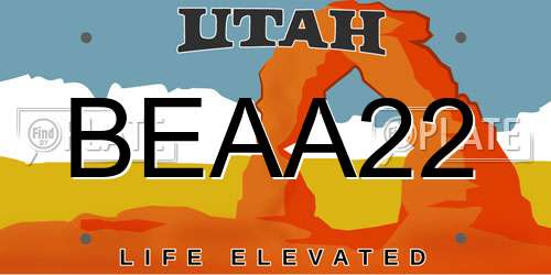 BEAA22 Utah License Plate