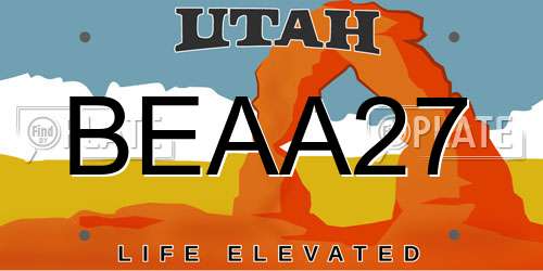 BEAA27 Utah License Plate