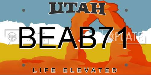 BEAB71 Utah License Plate