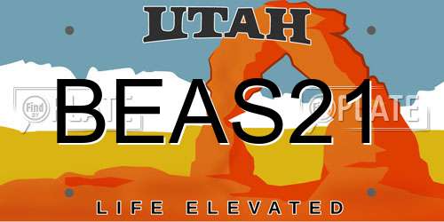 BEAS21 Utah License Plate