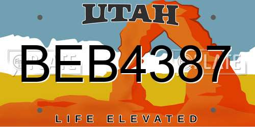 BEB4387 Utah License Plate