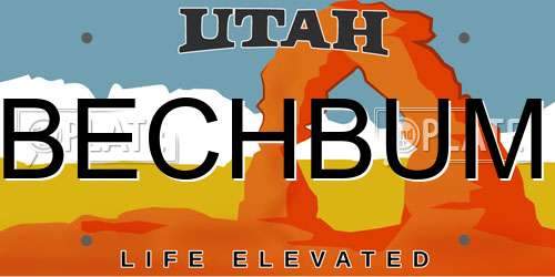 BECHBUM Utah License Plate