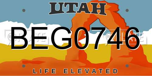 BEG0746 Utah License Plate