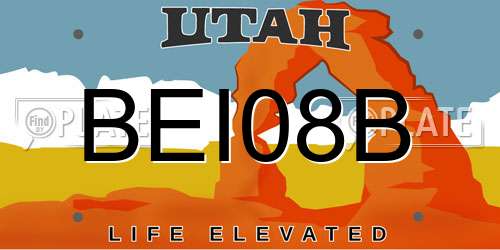 BEI08B Utah License Plate