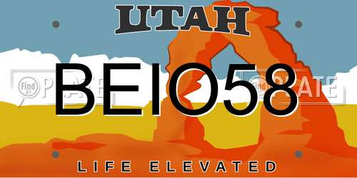BEIO58 Utah License Plate