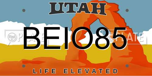 BEIO85 Utah License Plate