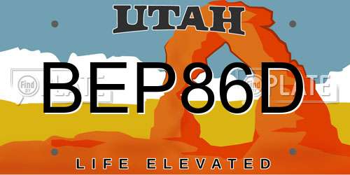 BEP86D Utah License Plate