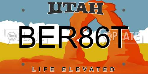 BER86T Utah License Plate