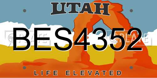 BES4352 Utah License Plate